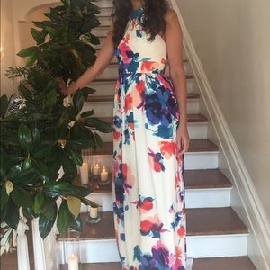 Eliza J floral print halter maxi dress size 2